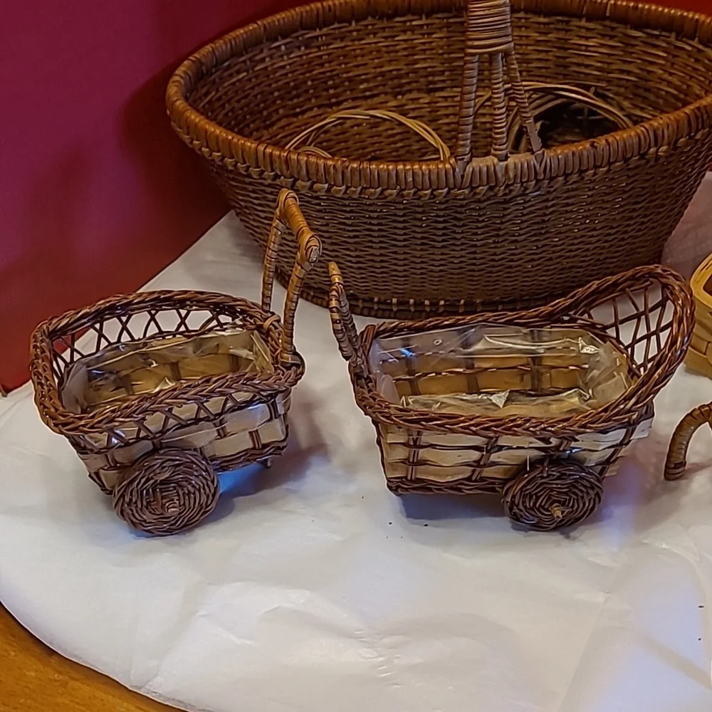 Handcrafted Wicker Basket Set - Brown - Picture 5 of 9